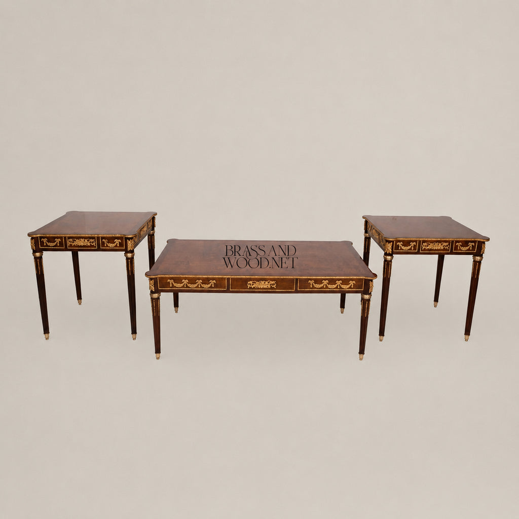 Classic Apple Burl Coffee and Corner Table Set