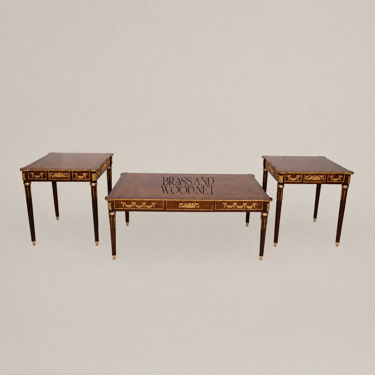 Classic Apple Burl Coffee and Corner Table Set