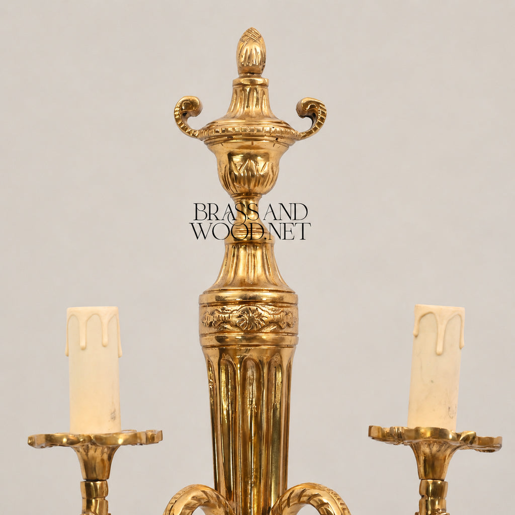 Italian Brass Double Wall Sconce - 2 Lights - Antique Brass