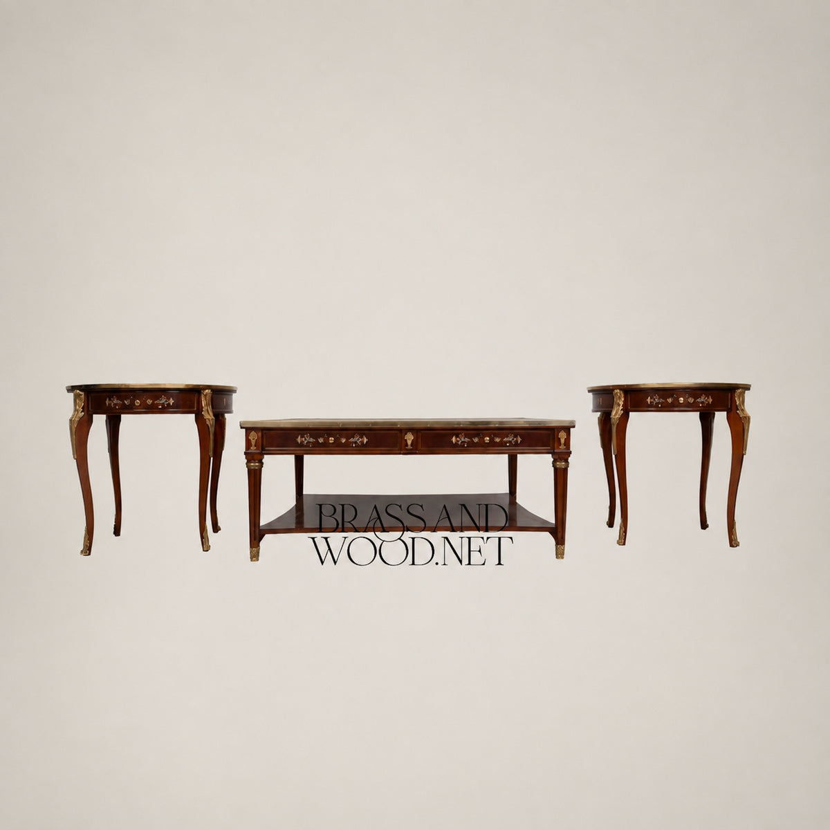 Louis XVI Mother-of-Pearl & Marquetry Table Set