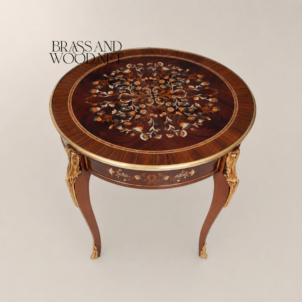Louis XVI Mother-of-Pearl & Marquetry Table Set