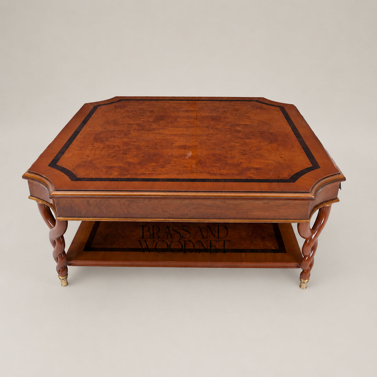Empire Burl Walnut Barley-Twist Table Set