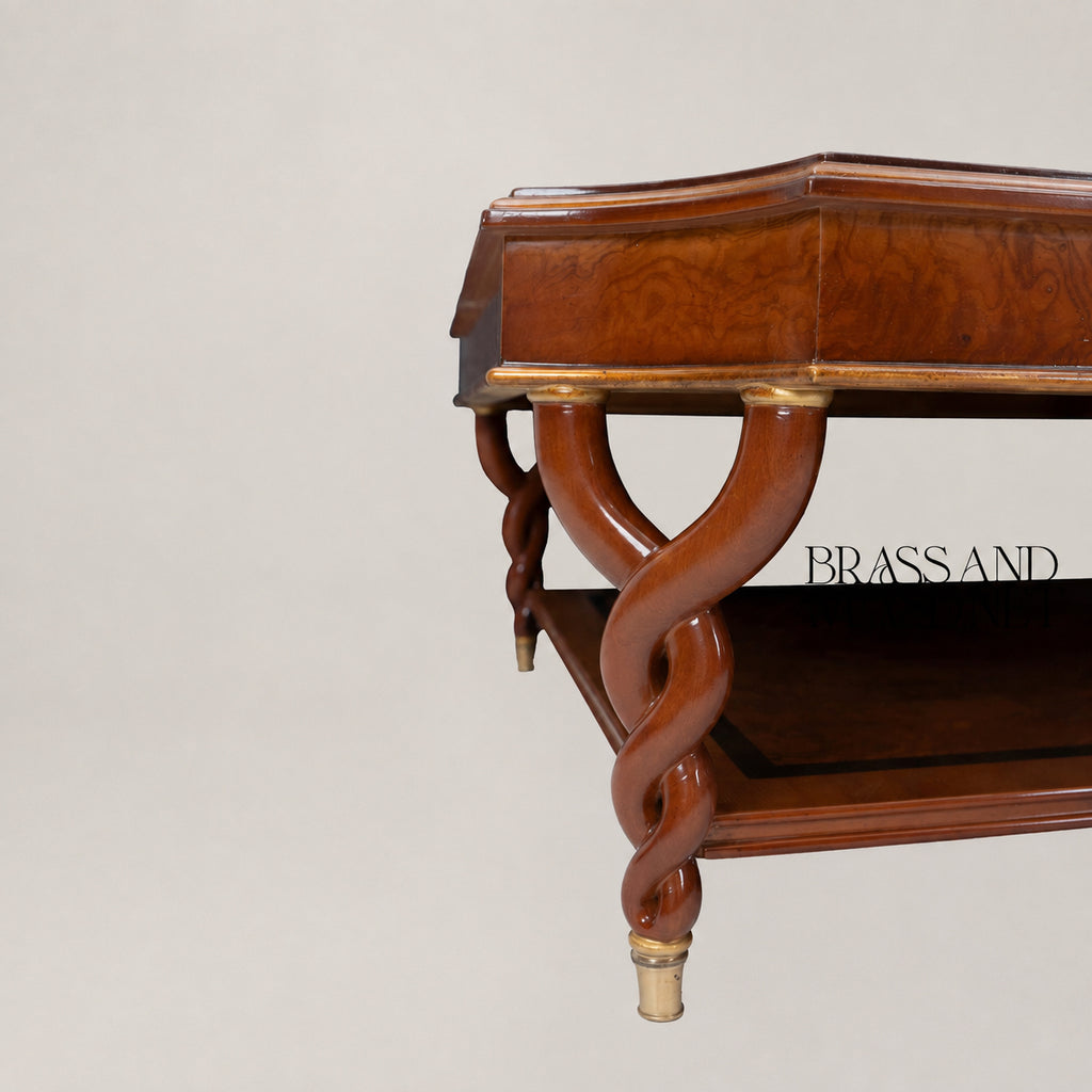 Empire Burl Walnut Barley-Twist Table Set