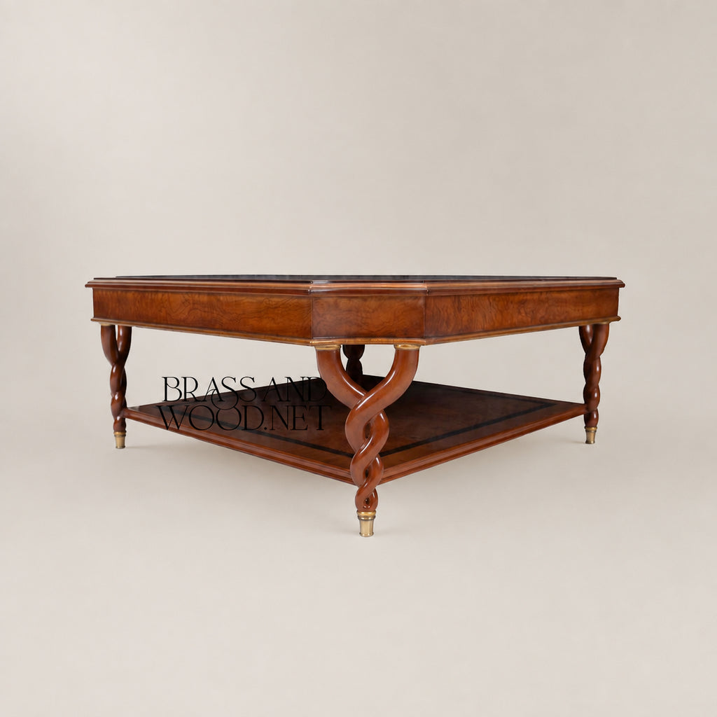 Empire Burl Walnut Barley-Twist Table Set