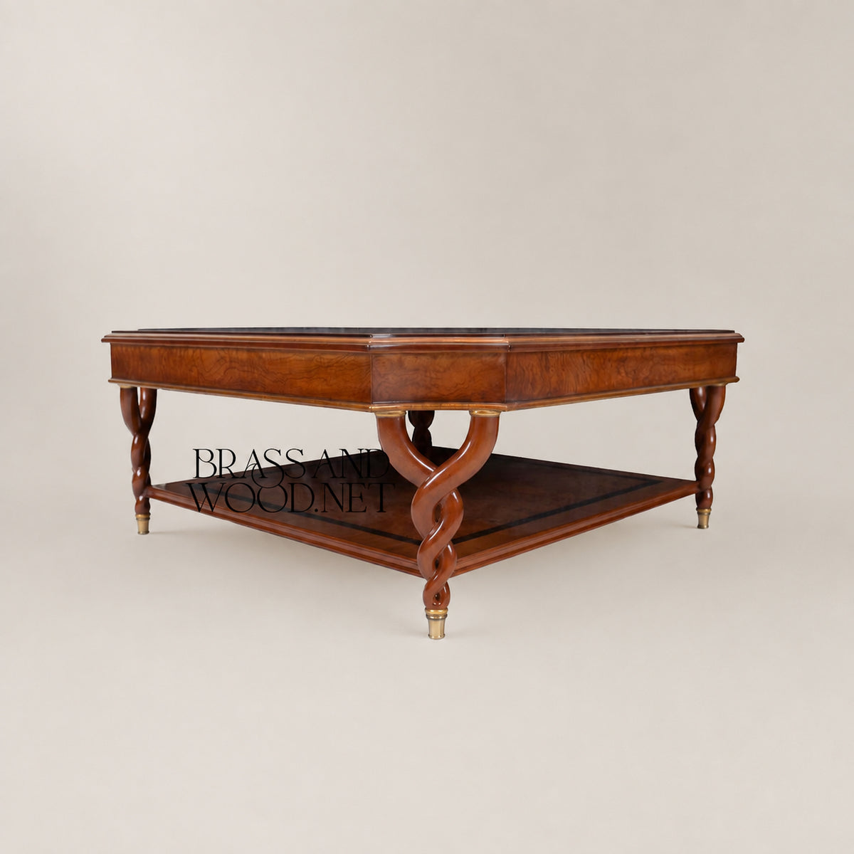 Empire Burl Walnut Barley-Twist Table Set