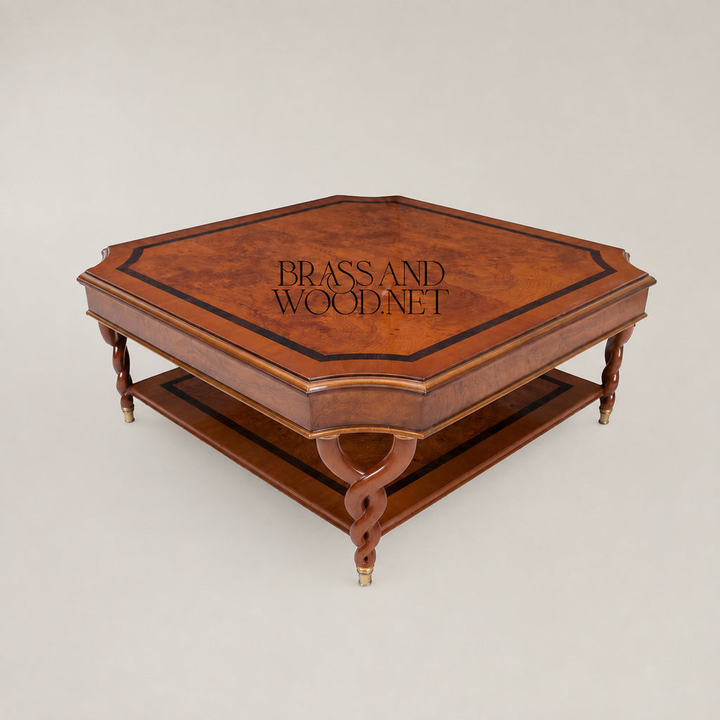 Empire Burl Walnut Barley-Twist Table Set
