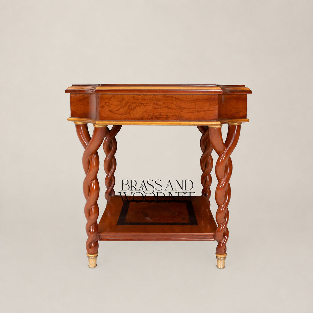 Empire Burl Walnut Barley-Twist Table Set