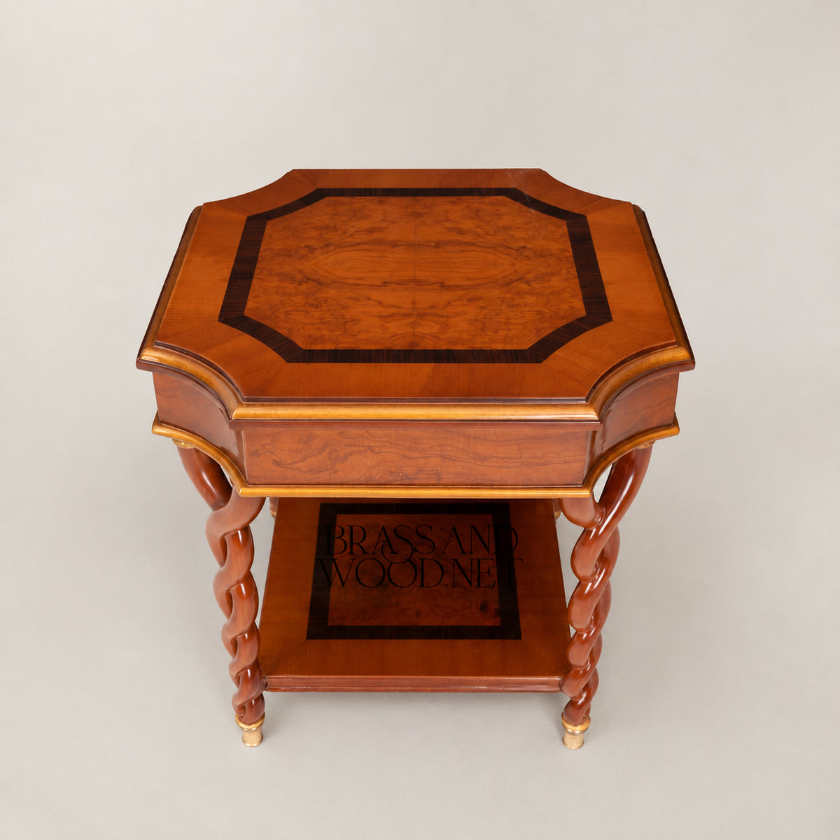 Empire Burl Walnut Barley-Twist Table Set