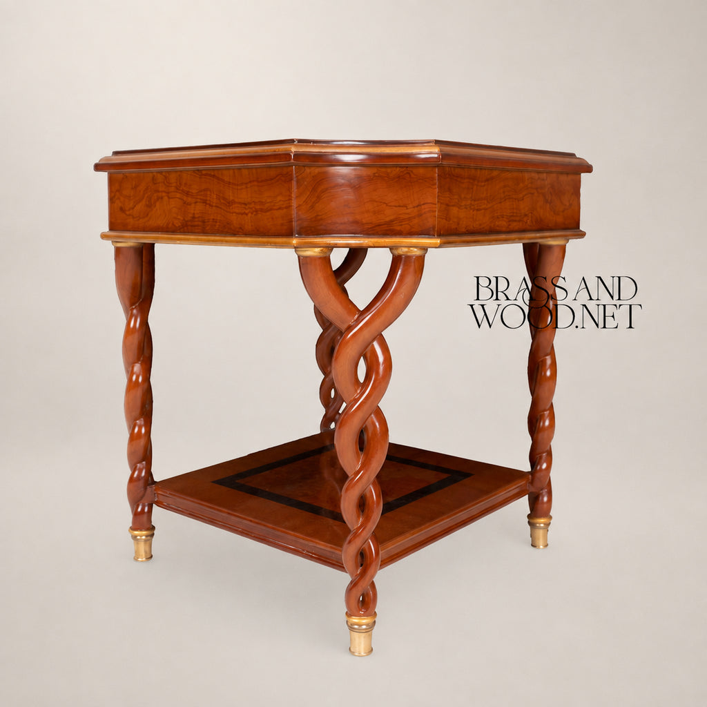 Empire Burl Walnut Barley-Twist Table Set