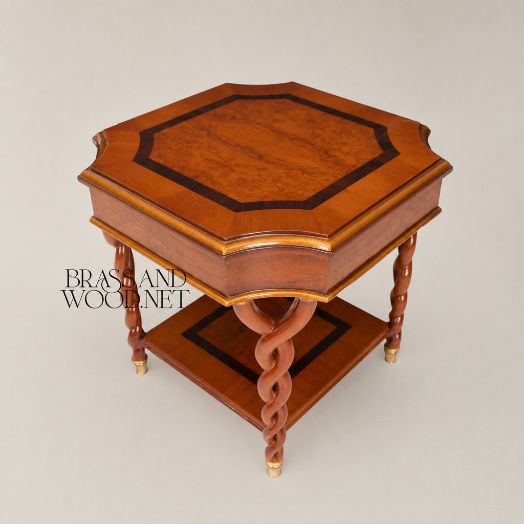 Empire Burl Walnut Barley-Twist Table Set