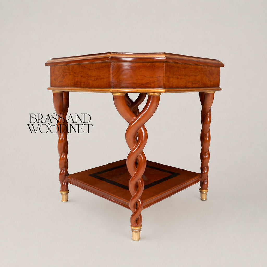 Empire Burl Walnut Barley-Twist Table Set