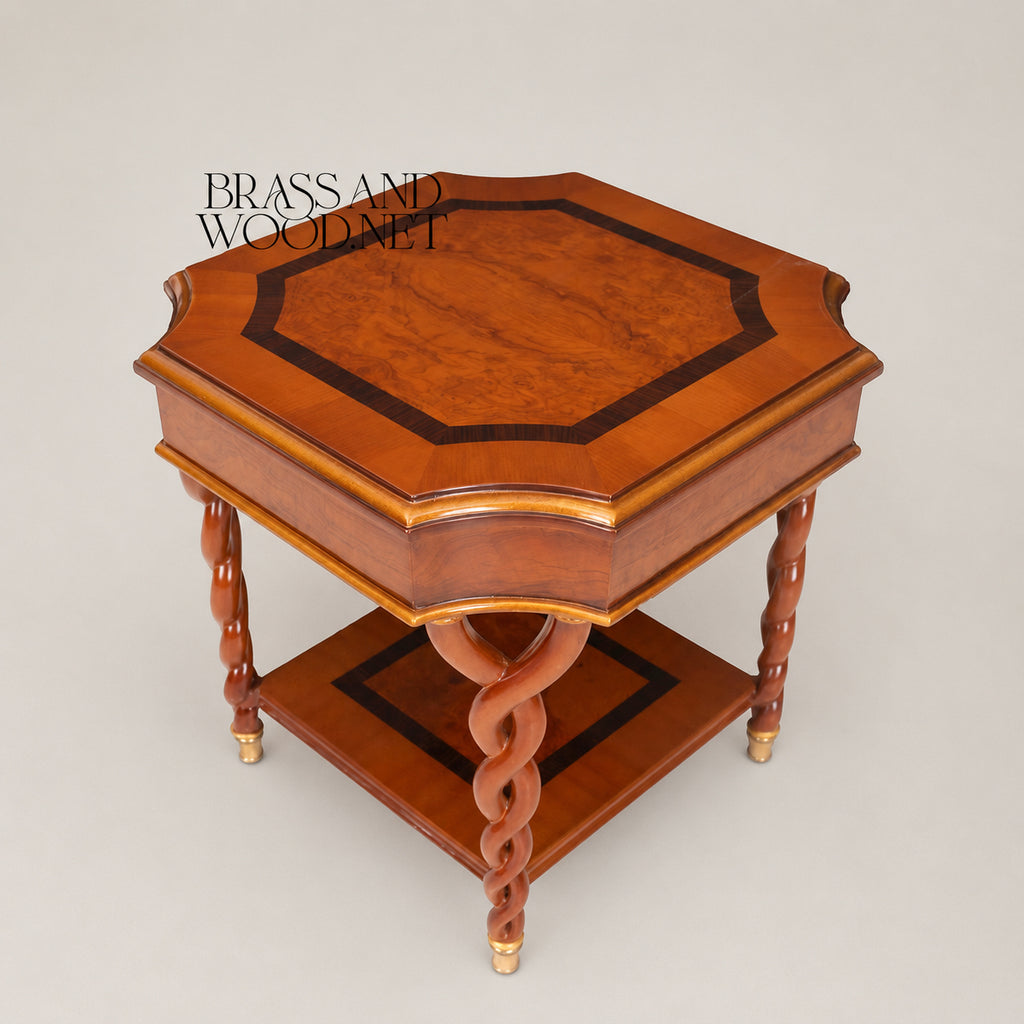 Empire Burl Walnut Barley-Twist Table Set