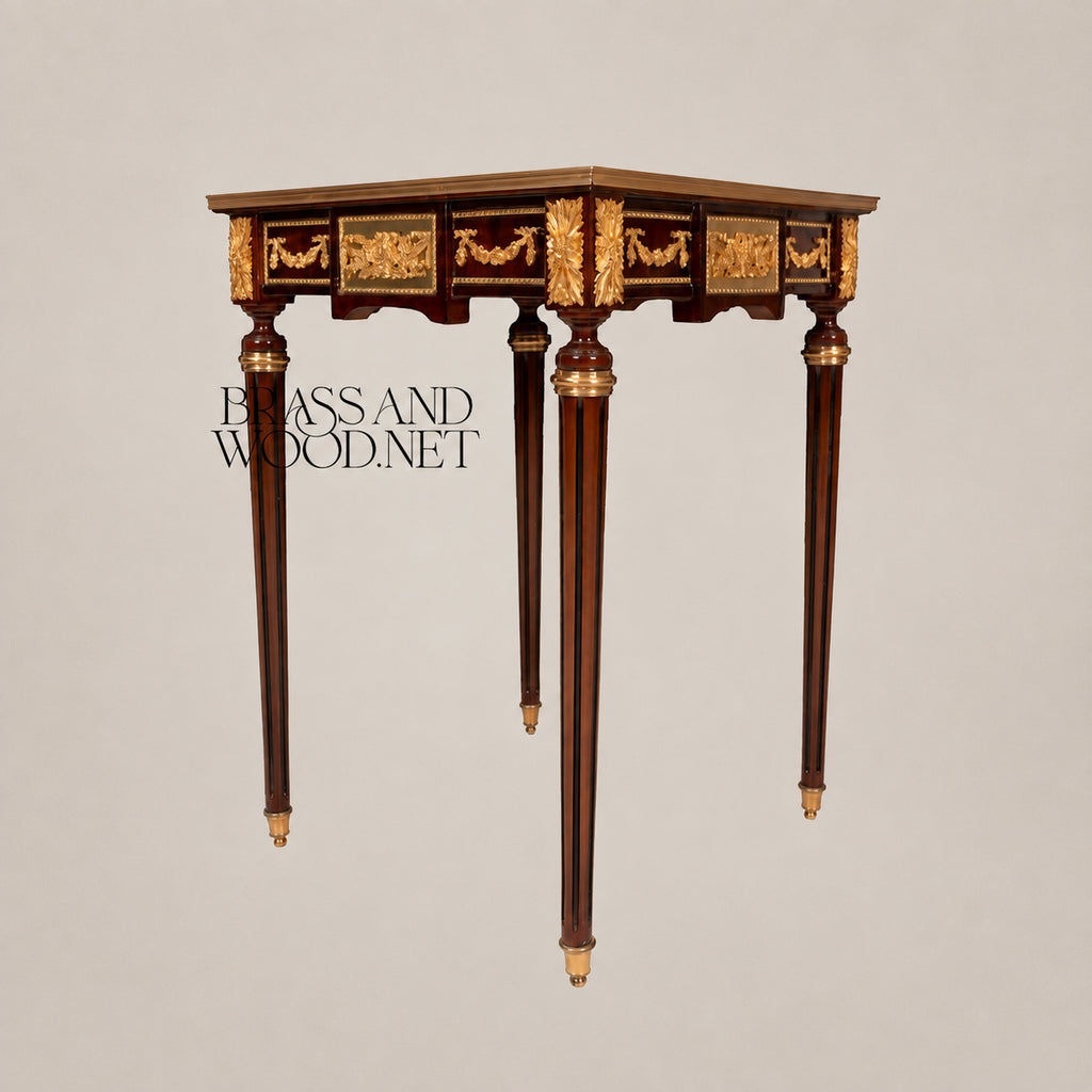 Louis XVI Floral Marquetry & Turned Wood Table Set