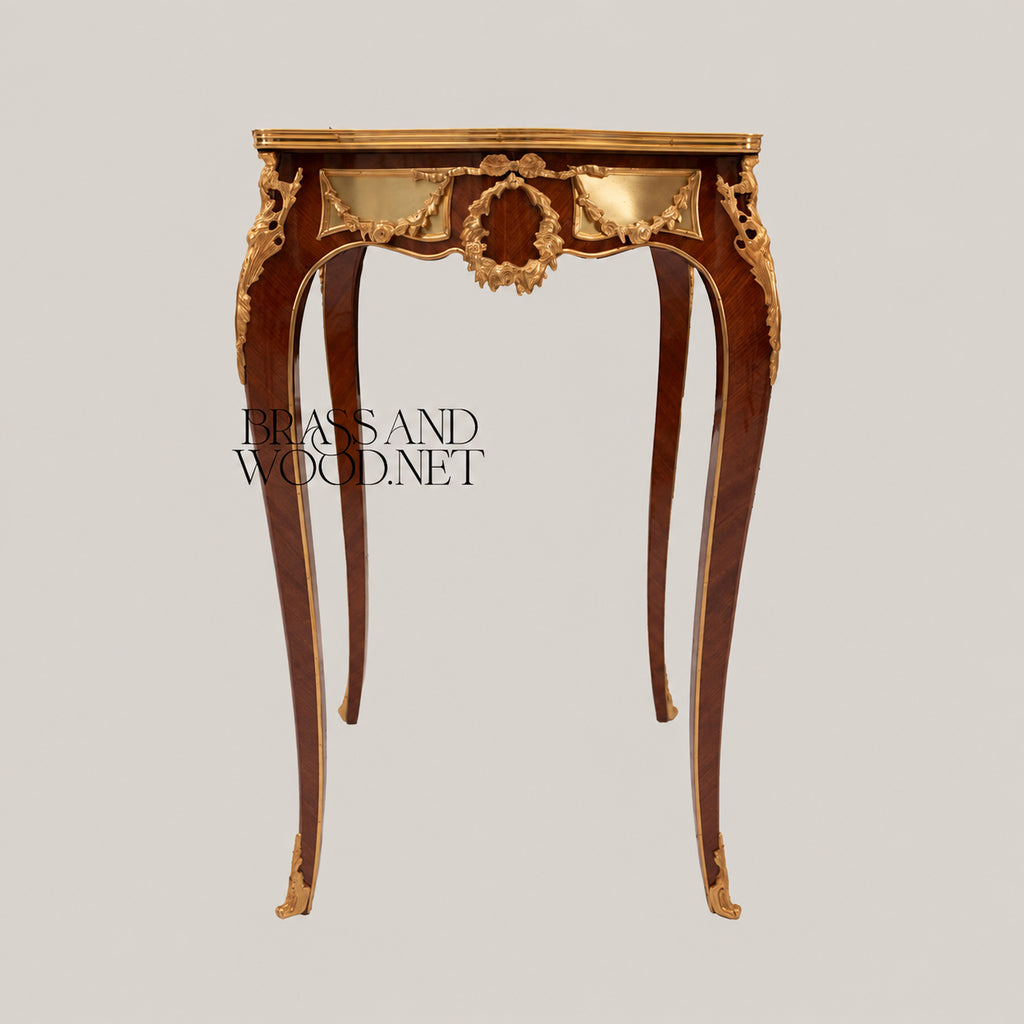 Louis XV Serpentine Marquetry & Ormolu Table Set