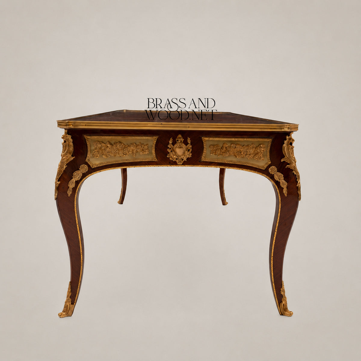 Louis XV Sunburst Marquetry & Porcelain Table Set