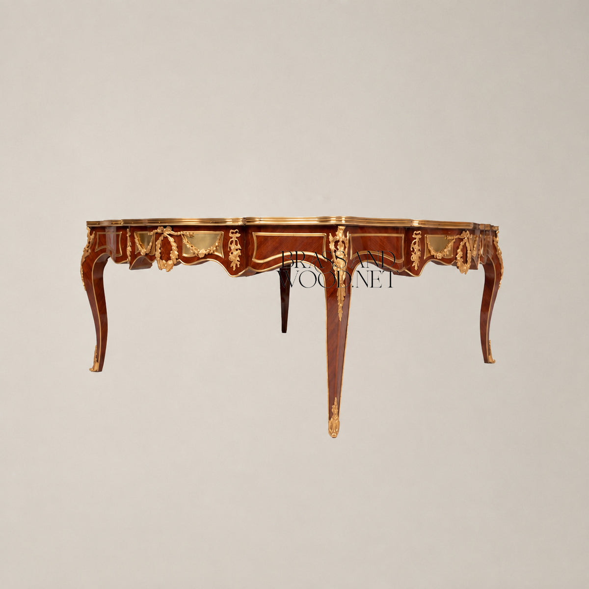 Louis XV Serpentine Marquetry & Ormolu Table Set