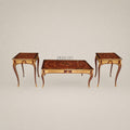 Louis XV Sunburst Marquetry & Porcelain Table Set
