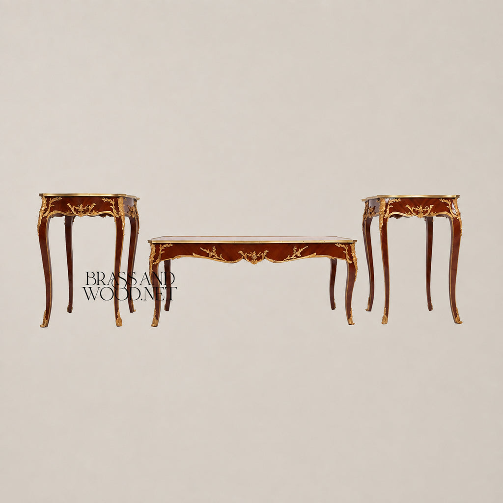 Louis XV Ormolu-Mounted Marquetry Coffee & Corner Table Set