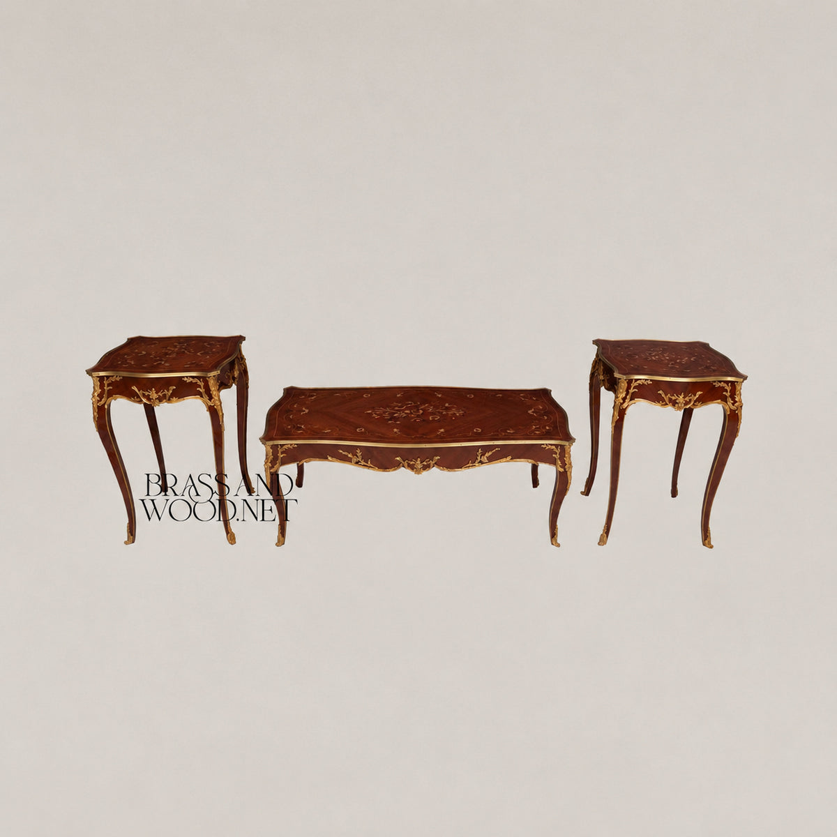Louis XV Ormolu-Mounted Marquetry Coffee & Corner Table Set