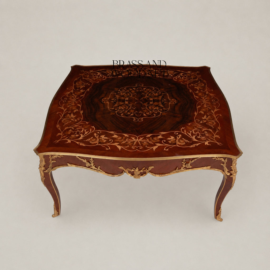 Louis XV Serpentine Marquetry & Gilt Bronze Table Set of 3