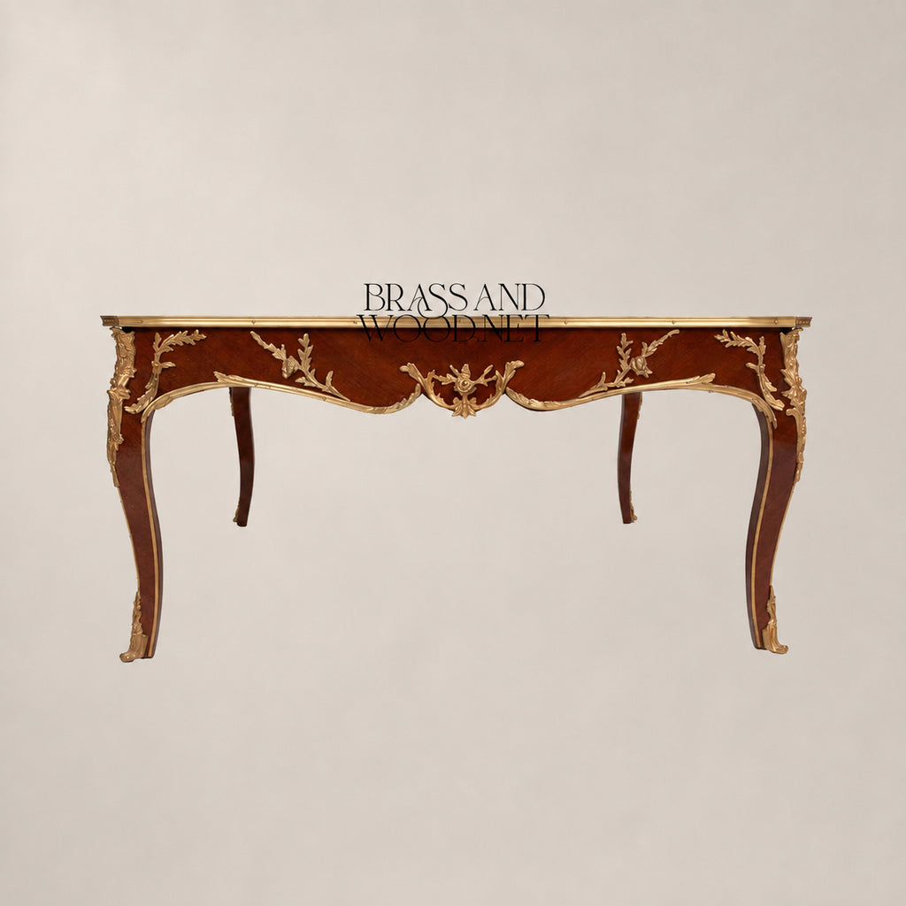 Louis XV Serpentine Marquetry & Gilt Bronze Table Set of 3