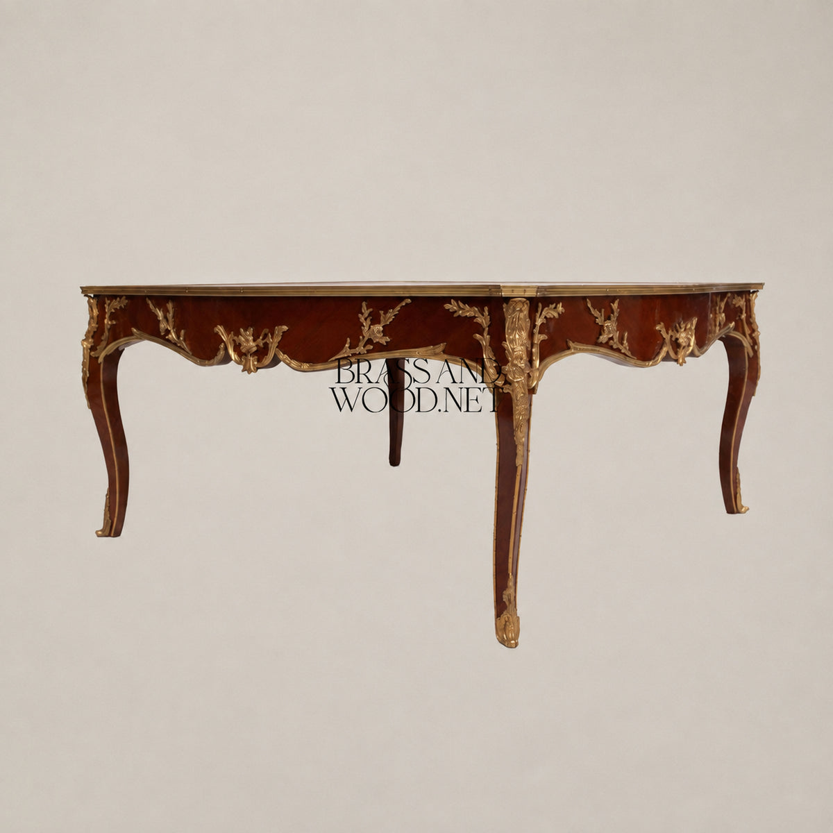 Louis XV Serpentine Marquetry & Gilt Bronze Table Set of 3