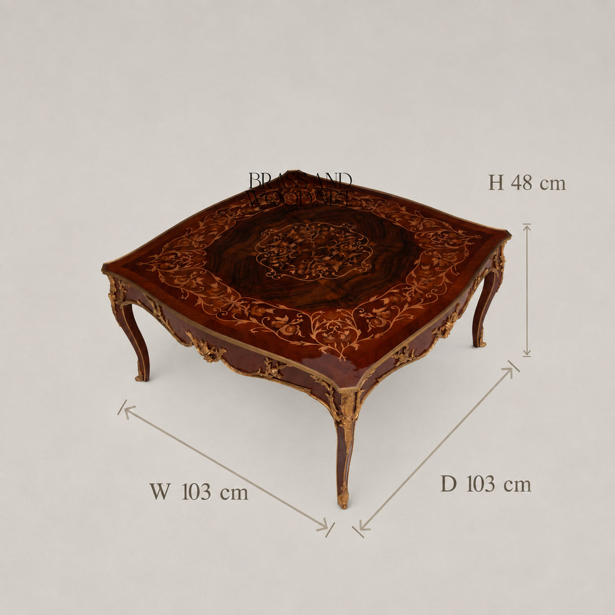 Louis XV Serpentine Marquetry & Gilt Bronze Table Set of 3