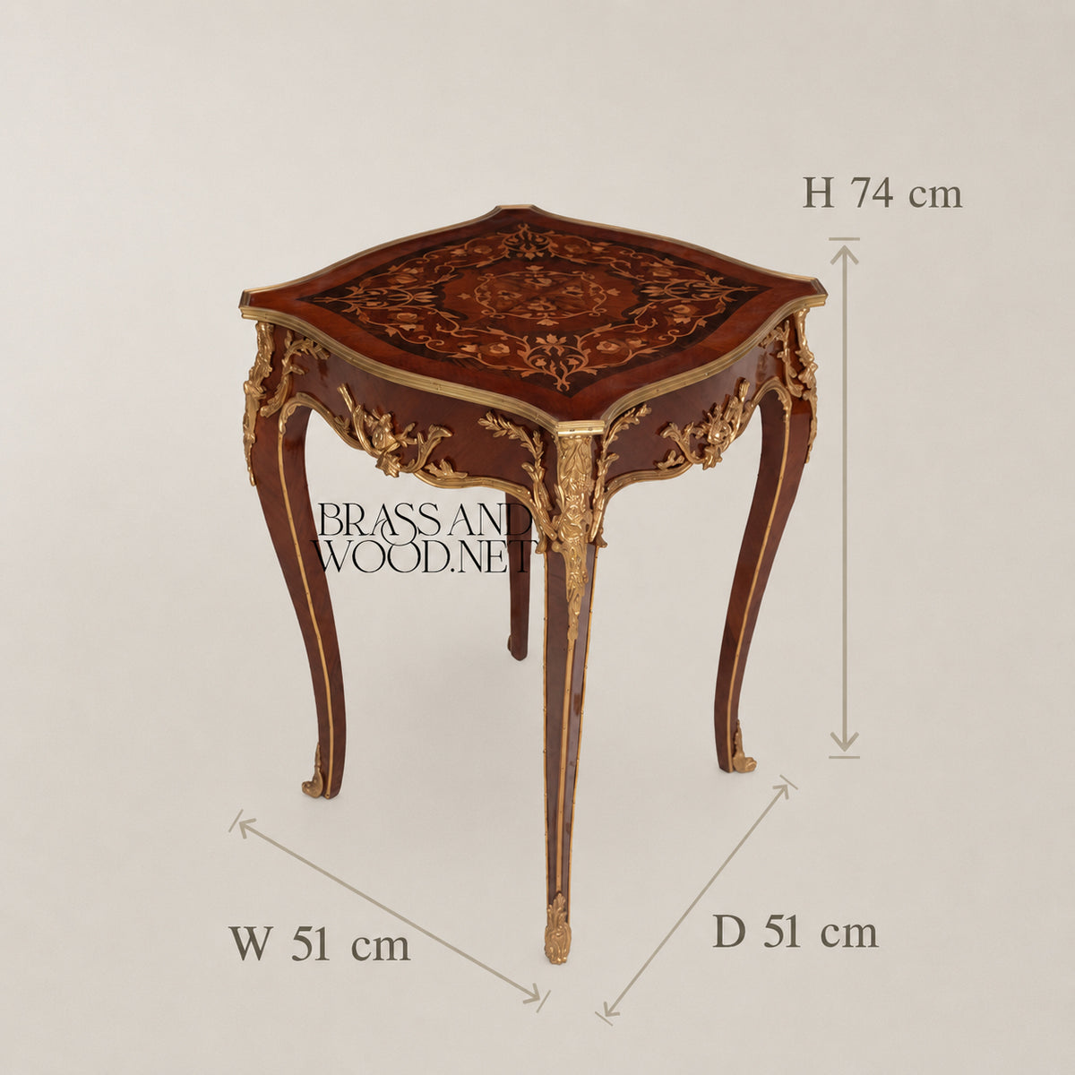 Louis XV Serpentine Marquetry & Gilt Bronze Table Set of 3