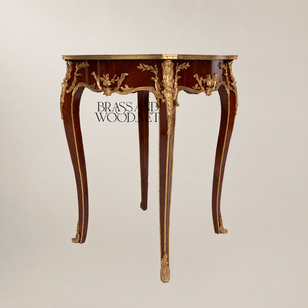 Louis XV Serpentine Marquetry & Gilt Bronze Table Set of 3