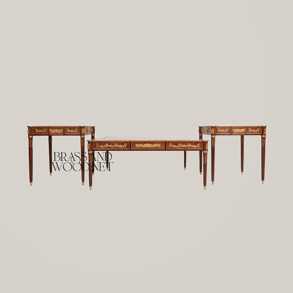 Handcrafted Classic Salon Coffee & Corner Table Set