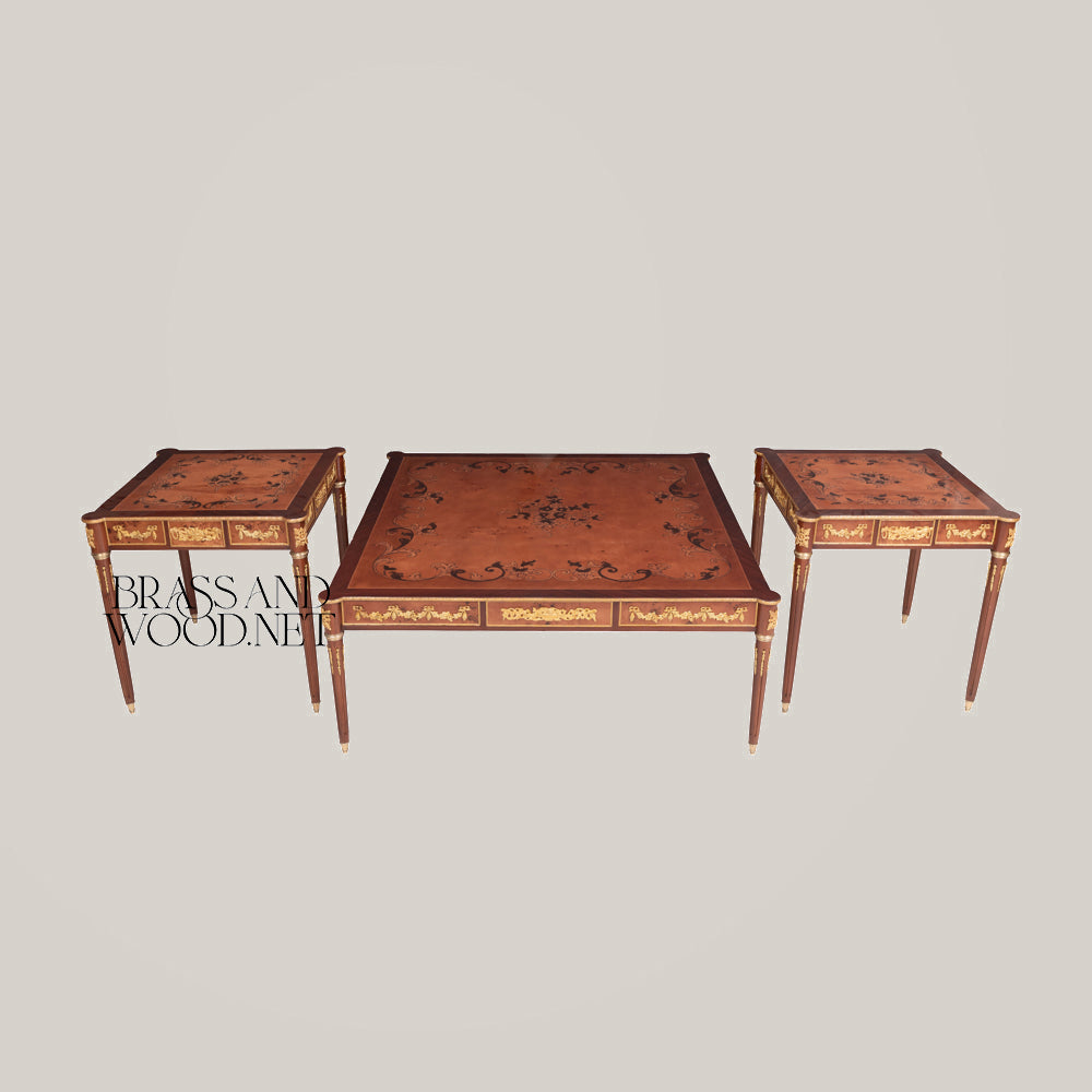 Handcrafted Classic Salon Coffee & Corner Table Set