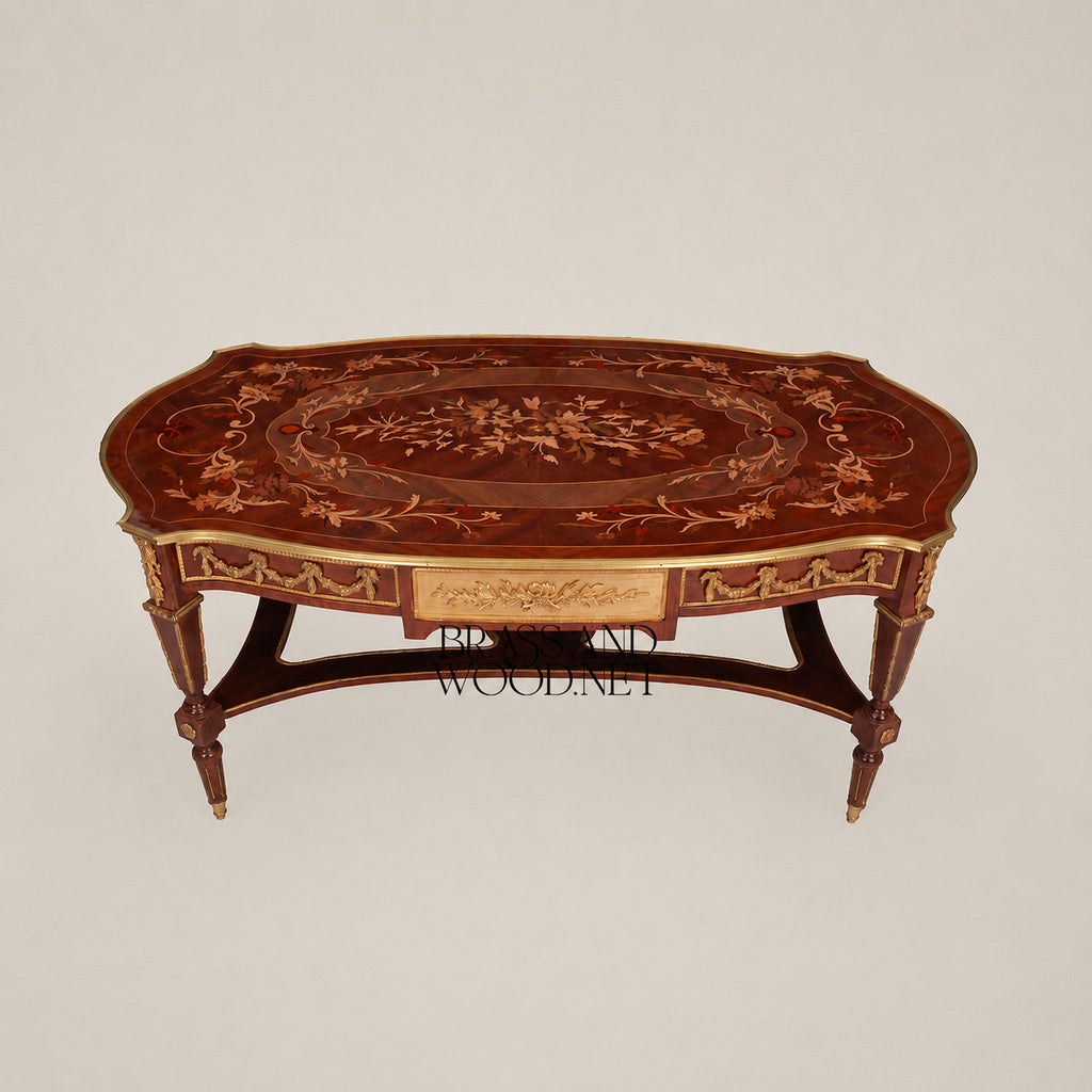 Louis XVI Rose Marquetry & Ormolu Garland Table Set