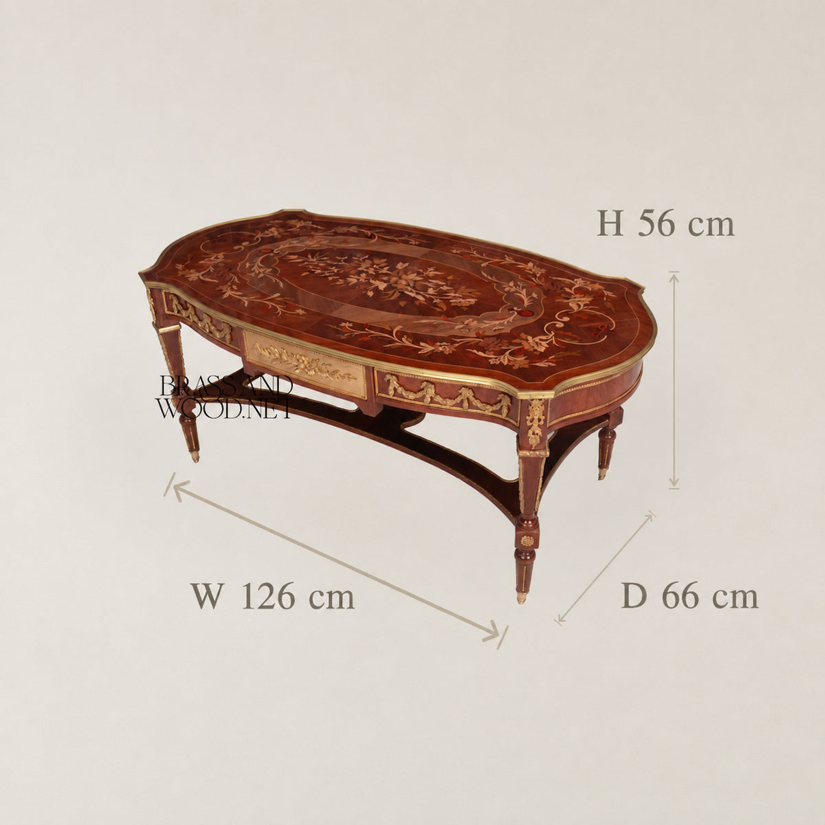 Louis XVI Rose Marquetry & Ormolu Garland Table Set