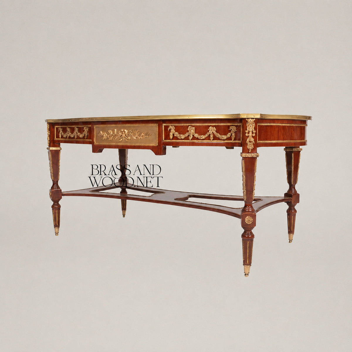 Louis XVI Rose Marquetry & Ormolu Garland Table Set