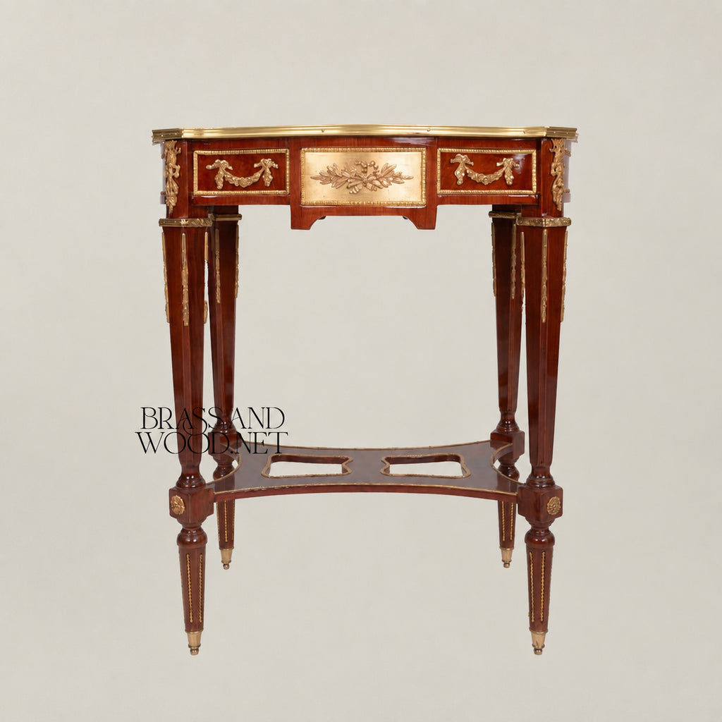 Louis XVI Rose Marquetry & Ormolu Garland Table Set