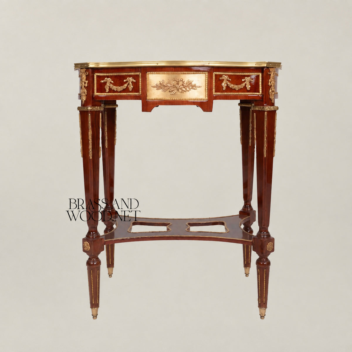 Louis XVI Rose Marquetry & Ormolu Garland Table Set