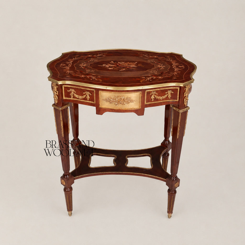 Louis XVI Rose Marquetry & Ormolu Garland Table Set