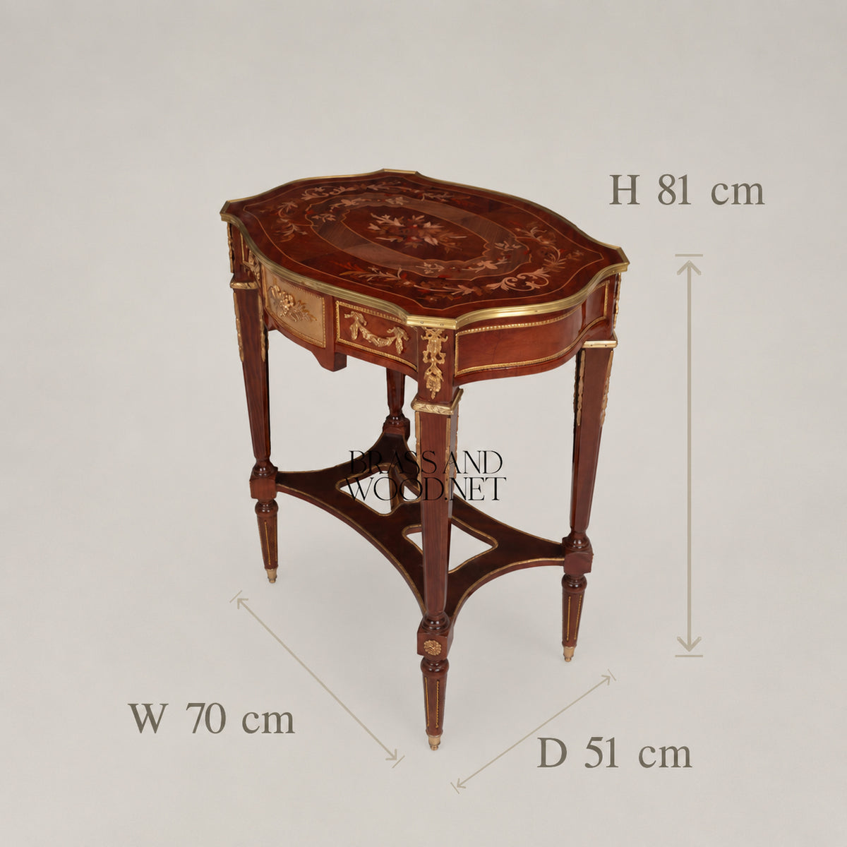 Louis XVI Rose Marquetry & Ormolu Garland Table Set