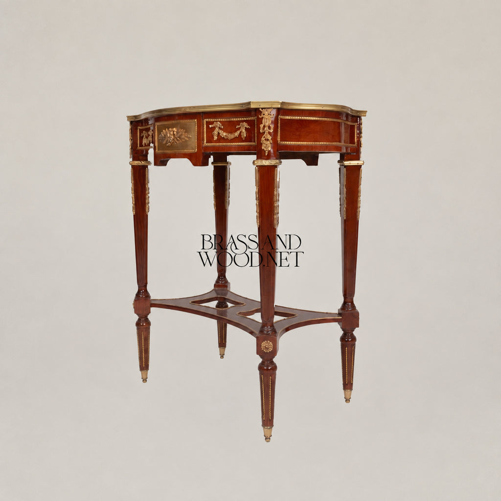 Louis XVI Rose Marquetry & Ormolu Garland Table Set