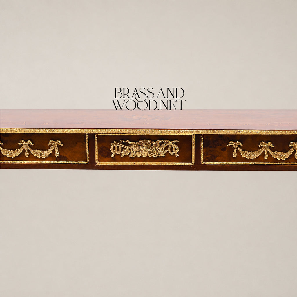 Wooden Demi-Lune Console 130 cm - Glossy Burl Veneer