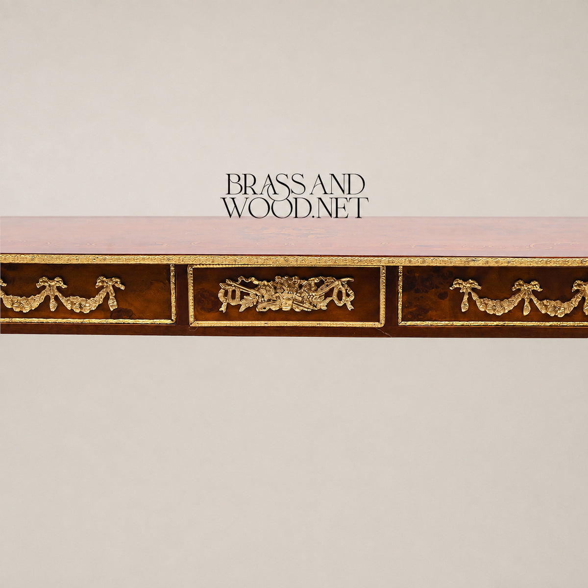 Wooden Demi-Lune Console 130 cm - Glossy Burl Veneer