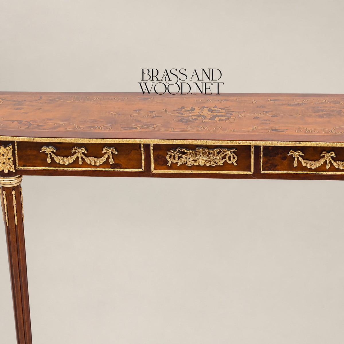 Wooden Demi-Lune Console 130 cm - Glossy Burl Veneer