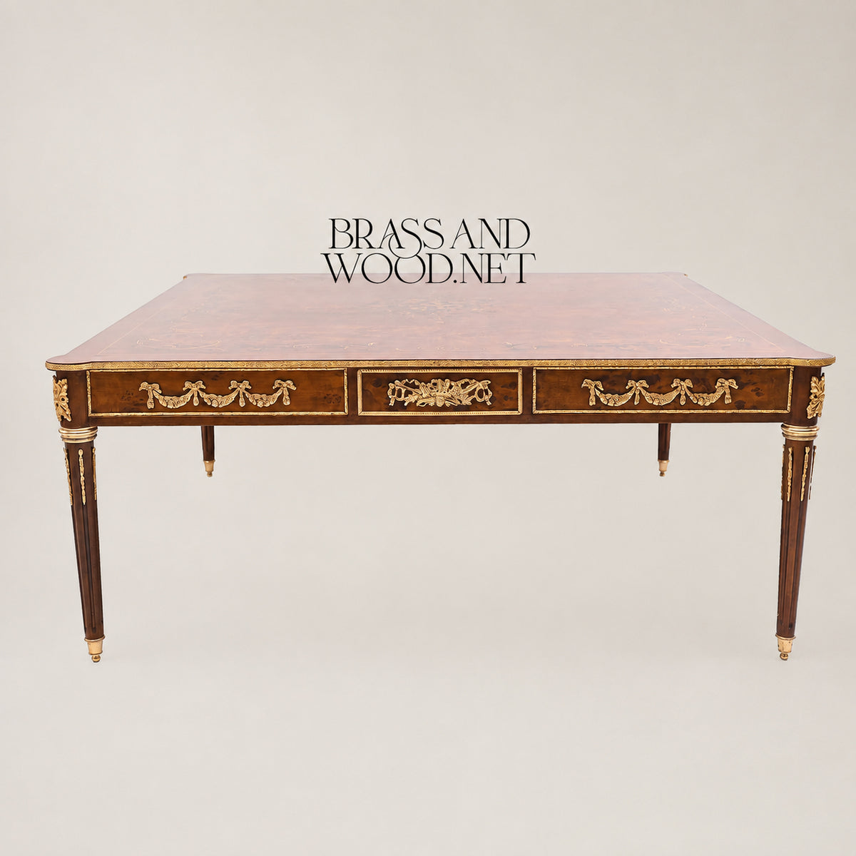 Louis XVI Marquetry & Ormolu Square Coffee Table Set