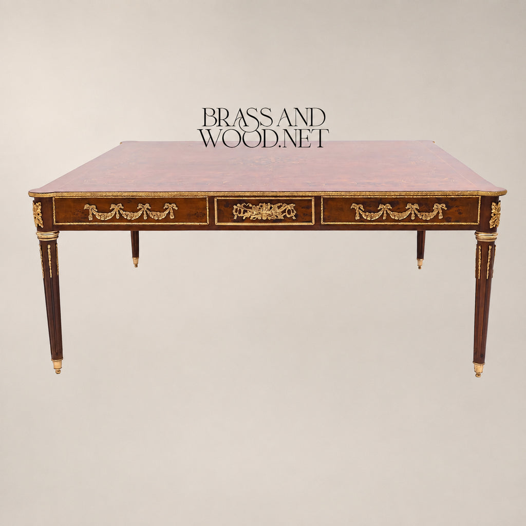 Louis XVI Marquetry & Ormolu Square Coffee Table Set