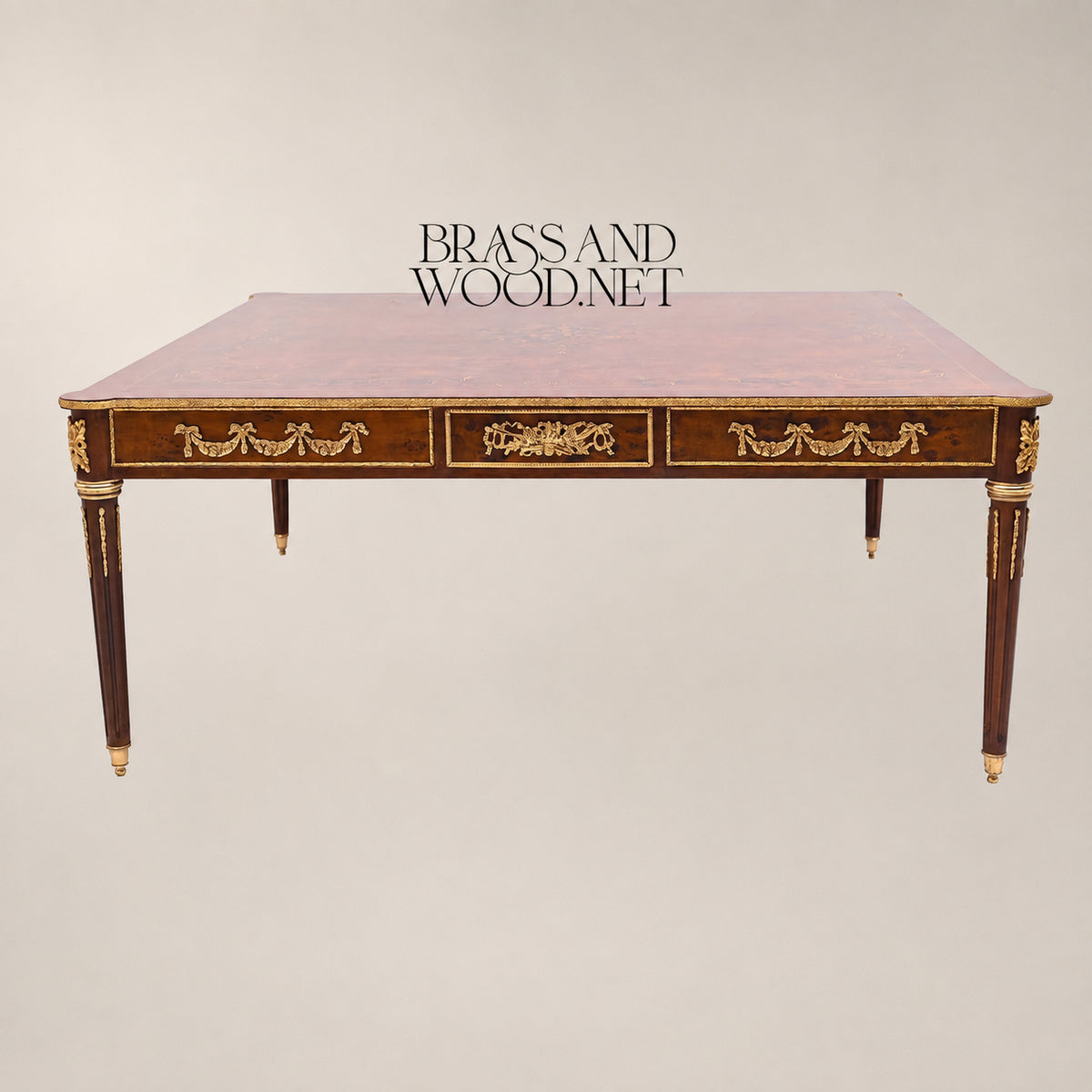 Louis XVI Marquetry & Ormolu Square Coffee Table Set