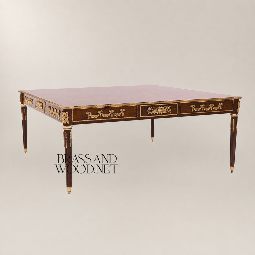 Louis XVI Marquetry & Ormolu Square Coffee Table Set