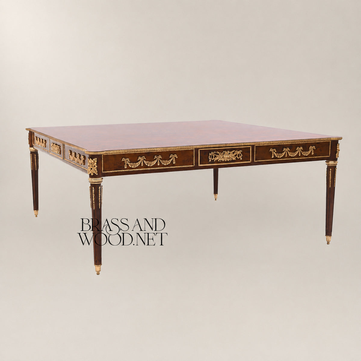 Louis XVI Marquetry & Ormolu Square Coffee Table Set