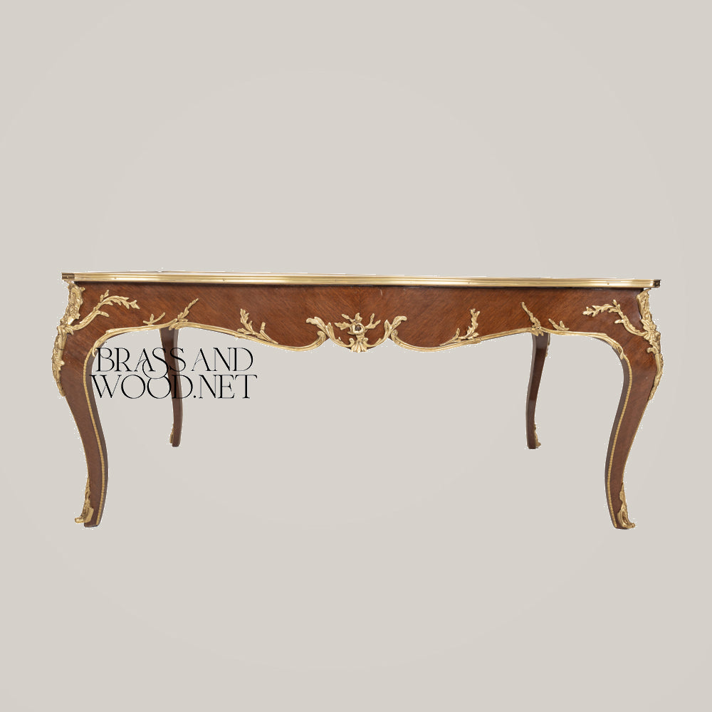 Neoclassical Marquetry & Brass Table Set of 3