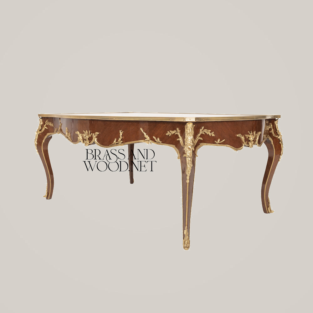 Neoclassical Marquetry & Brass Table Set of 3