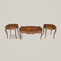 Neoclassical Marquetry & Brass Table Set of 3